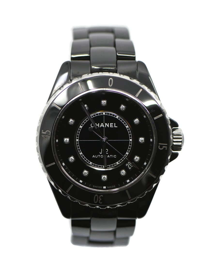 Chanel J12 H5702 Automatic Black Ceramic Watch with Diamond Bezel (1 of 6)