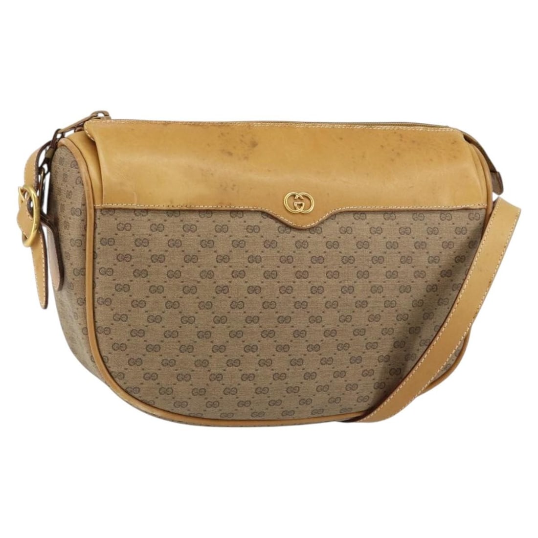 GUCCI Micro GG Supreme Beige Gold Shoulder Bag 001 58 4001 Authentic: GUCCI Micro GG Supreme Beige Gold Shoulder Bag 001 58 4001 Authentic This GUCCI Micro GG Supreme Shoulder Bag is a distinctive blend of luxury and practicality, crafted from durable PVC leather in a c