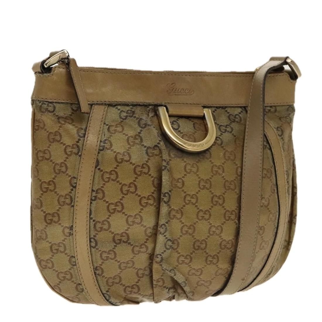 Gold Tone GG Crystal Shoulder Bag by Gucci 203257 Coated Canvas: Gold Tone GG Crystal Shoulder Bag by Gucci 203257 Coated Canvas This Gucci GG Crystal shoulder bag features a coated canvas exterior in a gold tone and gold color scheme. Designed for women, it offers