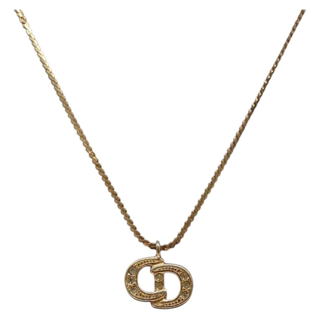Christian Dior CD Logo Necklace Gold Tone Metal Authentic (1 of 14)