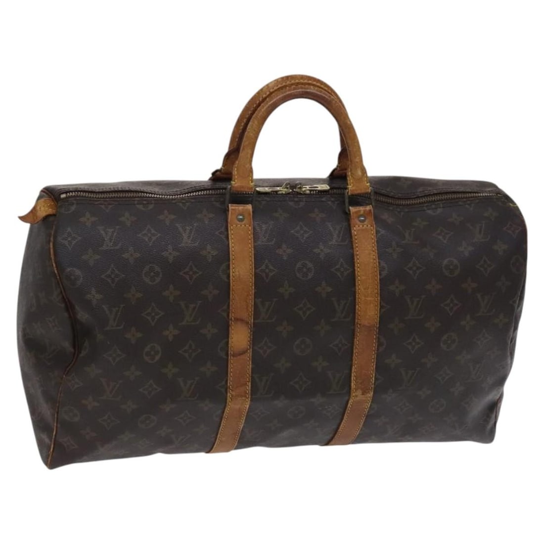 Louis Vuitton Monogram Canvas Keepall 50 Boston Travel Bag M41426: Louis Vuitton Monogram Canvas Keepall 50 Boston Travel Bag M41426 This Louis Vuitton Keepall 50 Boston Bag features the iconic Monogram Canvas exterior and is designed for women. The bag shows signs o