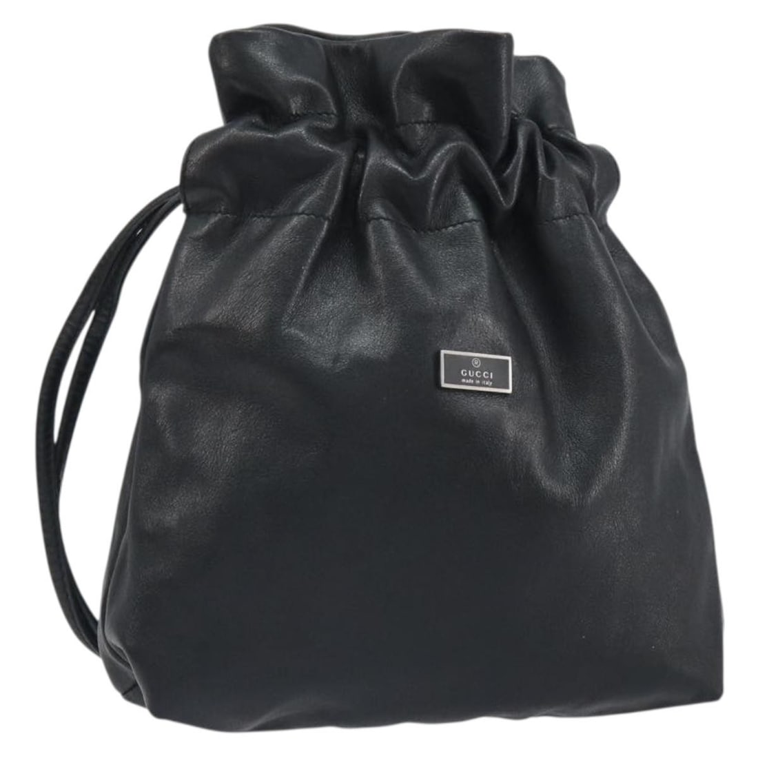 Gucci Black Leather Shoulder Bag Model 001 3378 3754 with Dust Bag: Gucci Black Leather Shoulder Bag Model 001 3378 3754 with Dust Bag This GUCCI shoulder bag features black leather construction and is made in Italy. The bag is designed with a compact silhouette and i