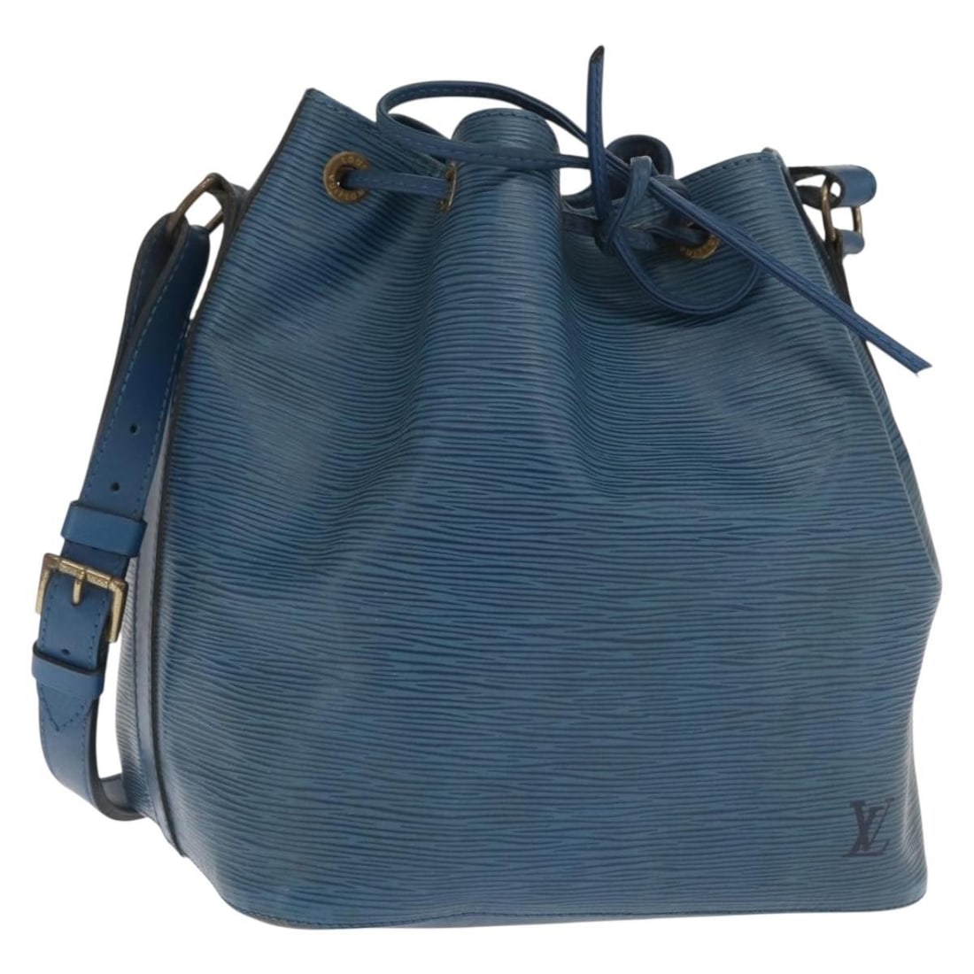Louis Vuitton Petit Noe Epi Leather Blue Shoulder Bag M44105: Louis Vuitton Petit Noe Epi Leather Blue Shoulder Bag M44105 This Louis Vuitton Epi Petit Noe Shoulder Bag in blue is crafted from durable Epi leather and features a drawstring closure. Designed for w