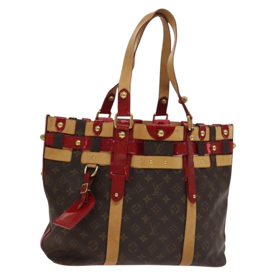 LOUIS VUITTON Monogram Ruby Sarina MM Tote Bag Red M95611 Italy Auth (1 of 18)