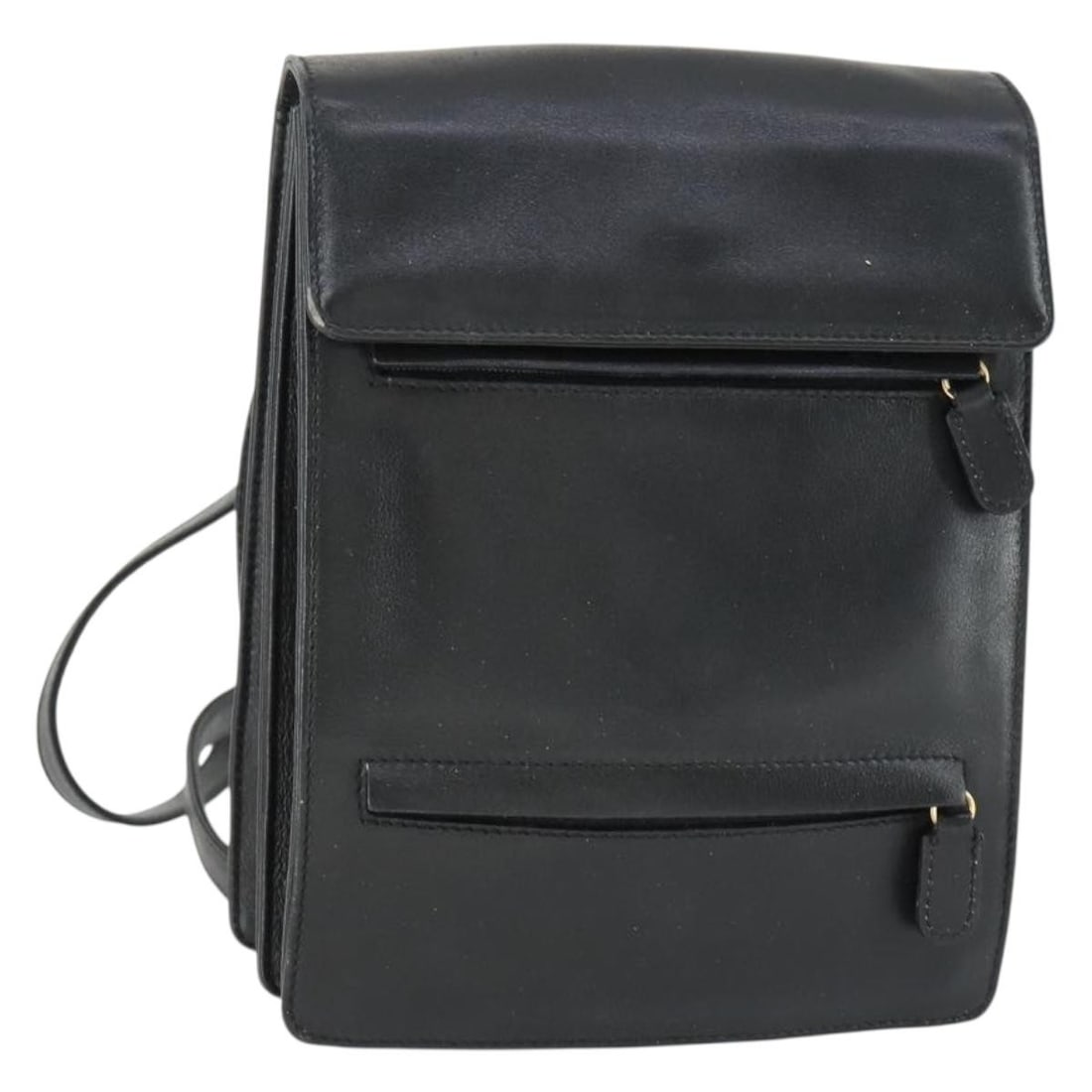 Gucci Black Leather Backpack with Gold Accents Italy: Gucci Black Leather Backpack with Gold Accents Italy This is a heavily used GUCCI backpack crafted from black leather with gold-tone accents. Made in Italy, the bag features a compact design with appr