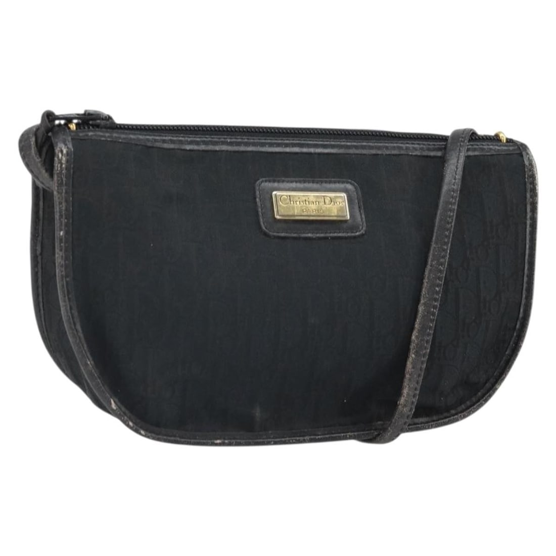 Black and Gold Christian Dior Trotter Canvas Shoulder Bag France: Black and Gold Christian Dior Trotter Canvas Shoulder Bag France This is a Christian Dior Trotter Canvas shoulder bag in black and gold. The bag is made in France and features the signature Trotter Ca