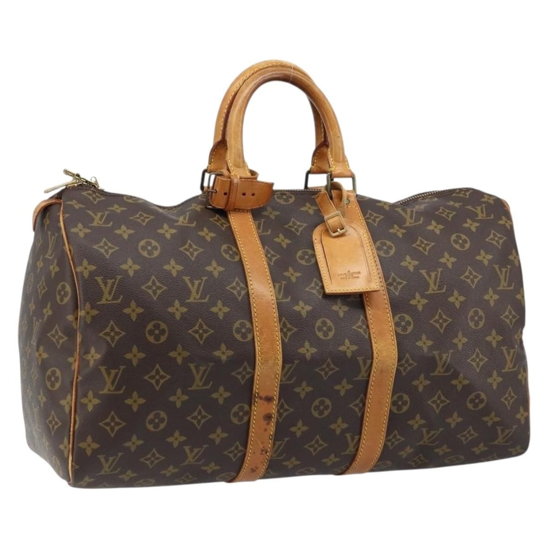 Louis Vuitton Monogram Canvas Keepall 45 M41428 Boston Travel Bag: Louis Vuitton Monogram Canvas Keepall 45 M41428 Boston Travel Bag This Louis Vuitton Monogram Keepall 45 Boston Bag is crafted from classic monogram canvas and features leather trim, dual rolled handl