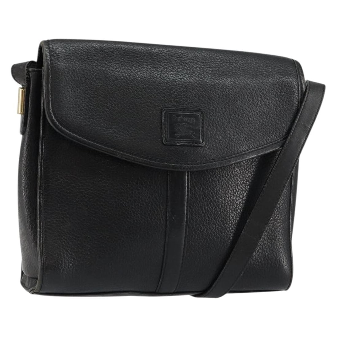 Burberrys Black Leather Shoulder Bag with Gold Accents: Burberrys Black Leather Shoulder Bag with Gold Accents This Burberrys shoulder bag is crafted from high-quality leather in a striking black and gold color combination. It features a stylish yet functi