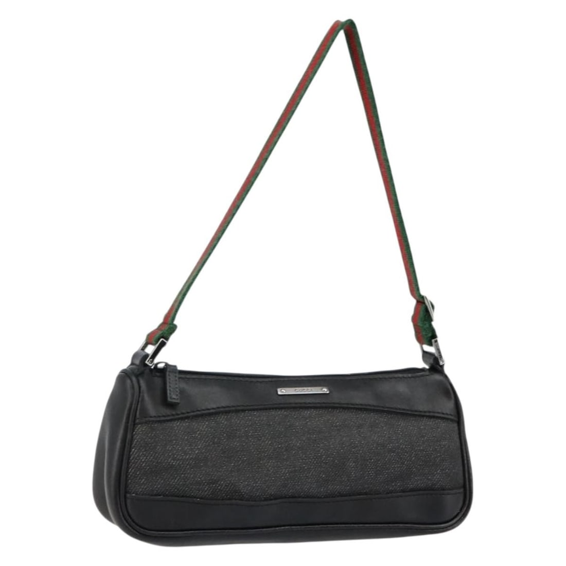 GUCCI Web Sherry Line Black Silver Red Canvas Accessory Pouch 92820 Auth: GUCCI Web Sherry Line Black Silver Red Canvas Accessory Pouch 92820 Auth This authentic GUCCI accessory pouch is a stylish and functional addition to any collection. Crafted in Italy, it features a st