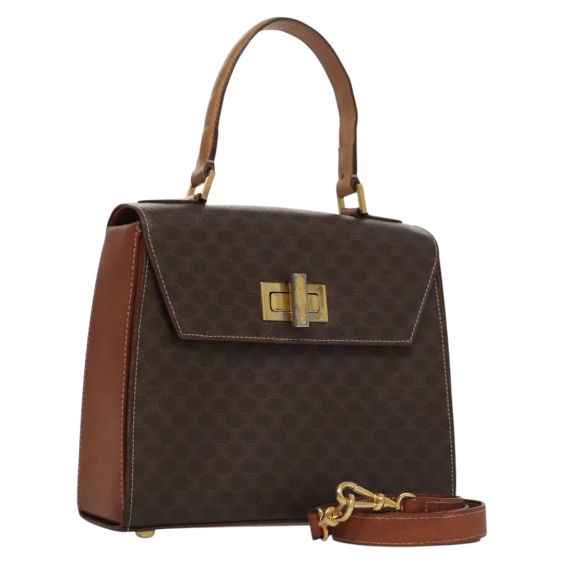 Celine Macadam Brown 2way PVC Leather Canvas Shoulder and Handbag (1 of 18)