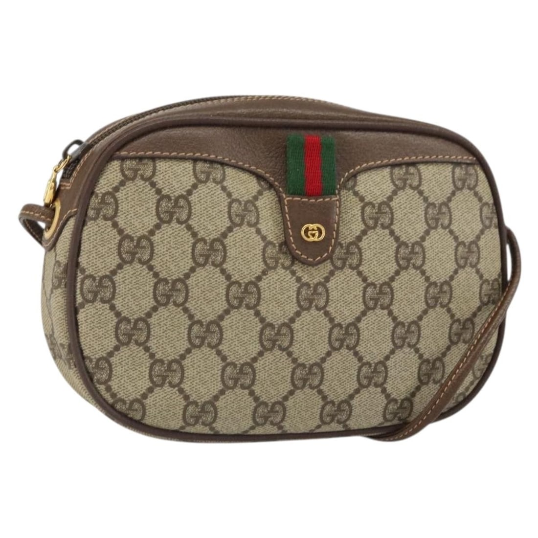 Gucci GG Supreme Sherry Line Beige PVC Shoulder Bag 007 58 6112 1030: Gucci GG Supreme Sherry Line Beige PVC Shoulder Bag 007 58 6112 1030 This is a GUCCI GG Supreme Web Sherry Line shoulder bag crafted in beige PVC leather with gold-tone accents. The bag features the c