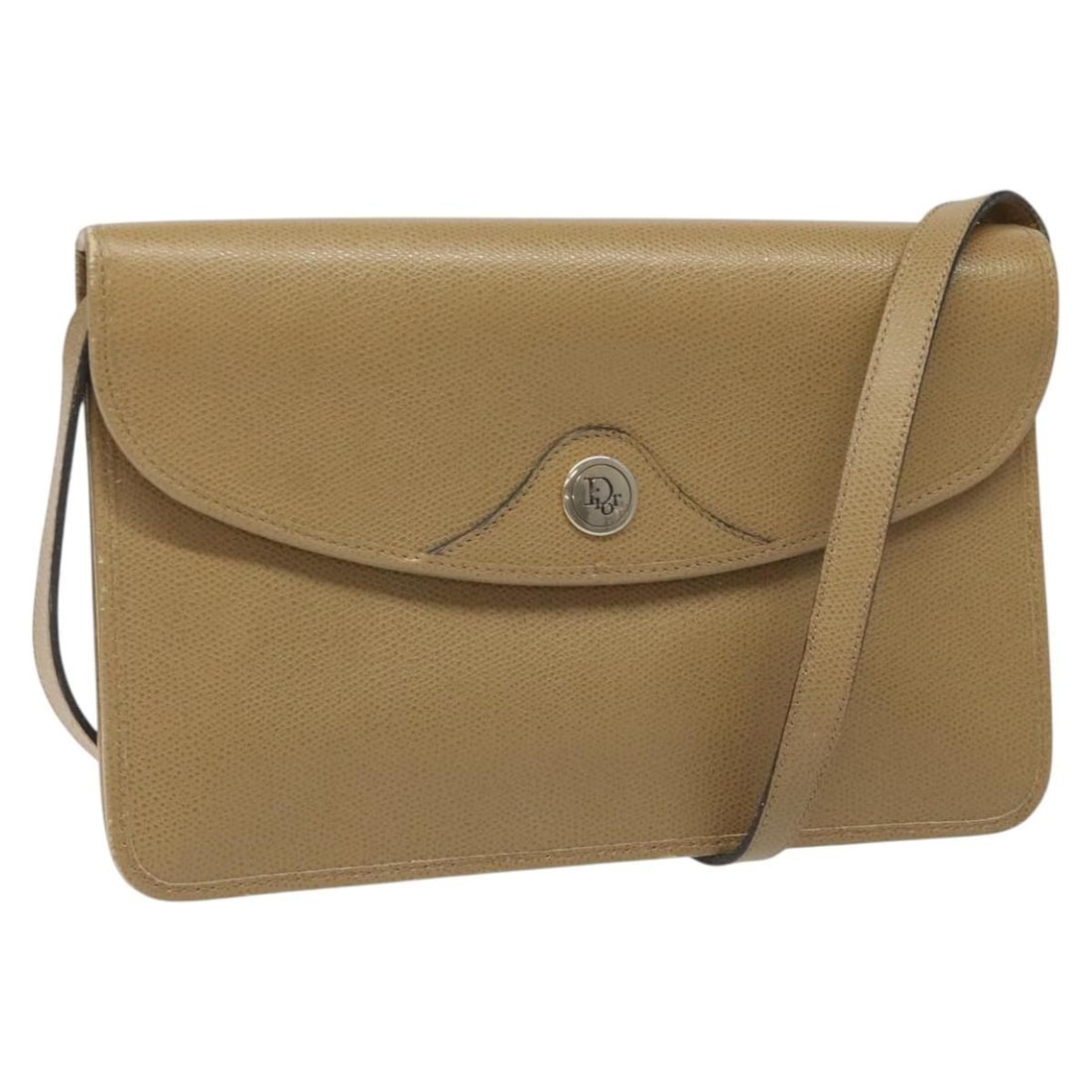 Beige Leather Shoulder Bag by Christian Dior France: Beige Leather Shoulder Bag by Christian Dior France This Christian Dior shoulder bag is crafted from beige leather and designed for women. The bag features a shoulder strap with a drop of approximatel