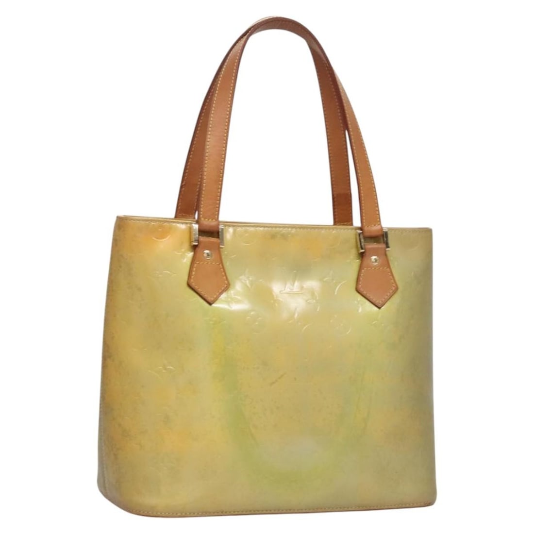 Louis Vuitton Houston Monogram Vernis Patent Leather Handbag Gris M91053: Louis Vuitton Houston Monogram Vernis Patent Leather Handbag Gris M91053 This Louis Vuitton Monogram Vernis Houston handbag features a glossy patent leather exterior in Gris. Designed for women, it in