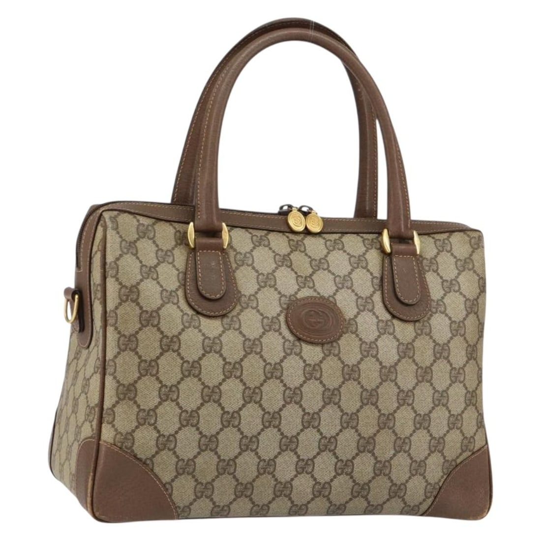 GUCCI GG Supreme Beige Gold PVC Boston Bag 002 123 0167 Auth: GUCCI GG Supreme Beige Gold PVC Boston Bag 002 123 0167 Auth Elevate your accessory collection with this authentic GUCCI GG Supreme Boston Bag, crafted from durable PVC leather and featuring the iconi