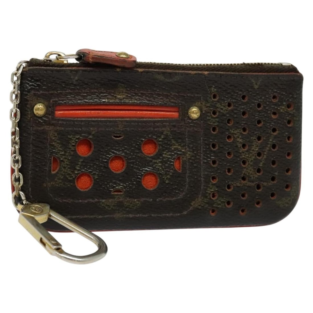 Louis Vuitton Perforated Monogram Canvas Orange Pochette Cles Coin Purse M95222 (1 of 18)