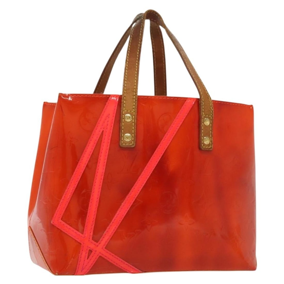 LOUIS VUITTON Monogram Vernis Fluo Reade PM Handbag Pink Orange M91903 Auth (1 of 18)