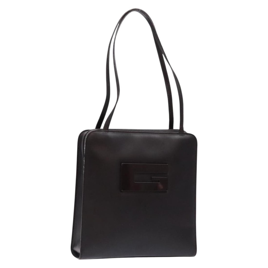 GUCCI 002 1007 Dark Brown Patent Leather Shoulder Bag: GUCCI 002 1007 Dark Brown Patent Leather Shoulder Bag This GUCCI shoulder bag is crafted from luxurious dark brown patent leather, showcasing a stylish and timeless design. Measuring approximately 9.8