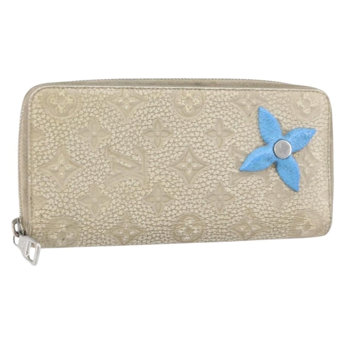 LOUIS VUITTON Taurillon Climbing Zippy Vertical Wallet M81573 Ivory Canvas Auth (1 of 18)