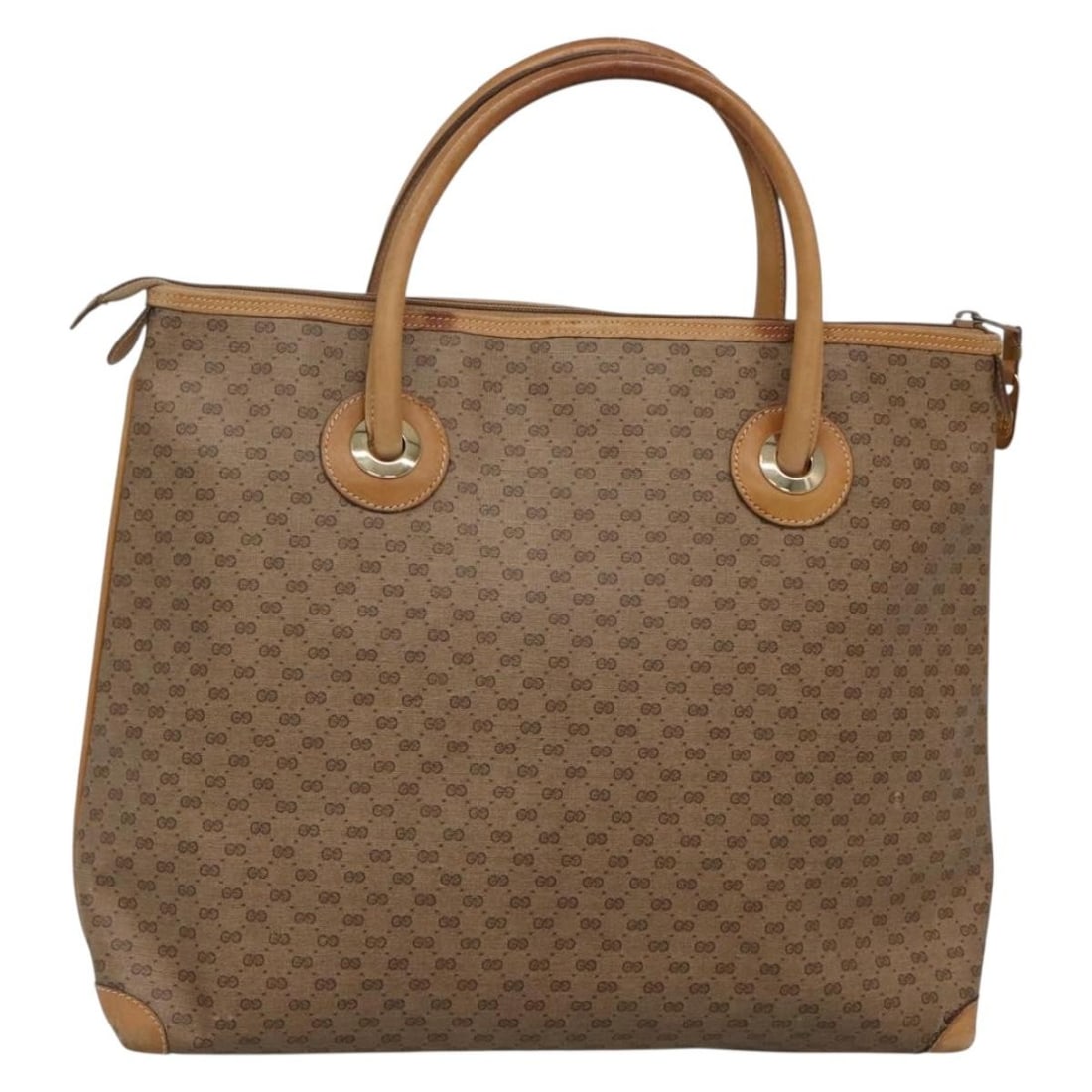 GUCCI Micro GG Supreme Tote Bag Beige Gold PVC 02 4947 39 Auth: GUCCI Micro GG Supreme Tote Bag Beige Gold PVC 02 4947 39 Auth Elevate your accessory collection with this GUCCI Micro GG Supreme Tote Bag, crafted from durable PVC leather and featuring a stylish bei