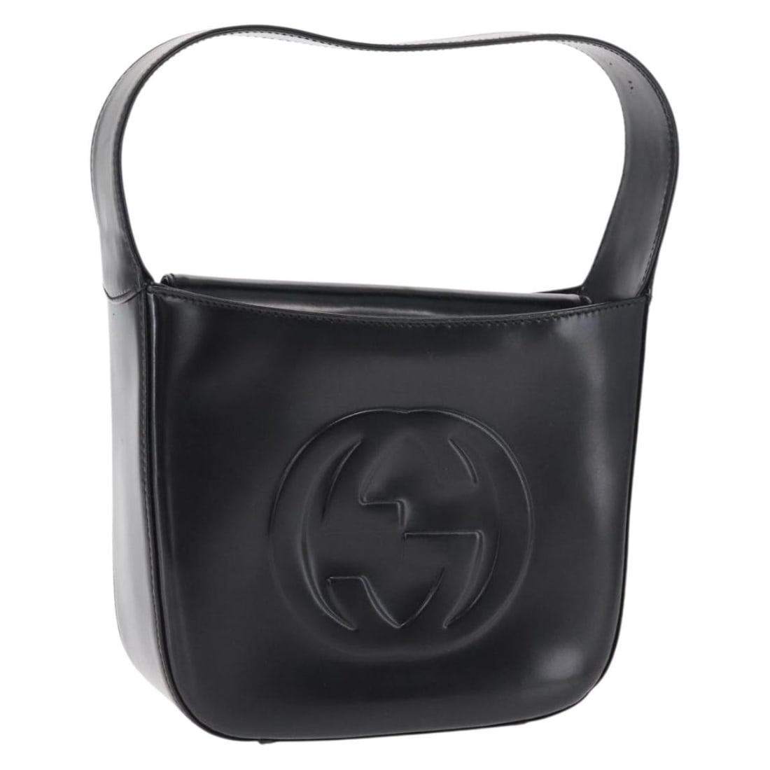 Black Patent Leather Gucci 007 0249 Handbag Made in Italy: Black Patent Leather Gucci 007 0249 Handbag Made in Italy This GUCCI hand bag features black patent leather with a structured silhouette. Made in Italy, it offers a compact size with a handle drop for