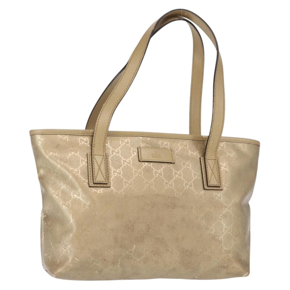 GUCCI GG Tote Bag PVC Gold 211138 Made in Italy Auth: GUCCI GG Tote Bag PVC Gold 211138 Made in Italy Auth This authentic GUCCI GG implementation Tote Bag is a stylish accessory made from durable PVC leather, featuring a stunning gold exterior. The tote