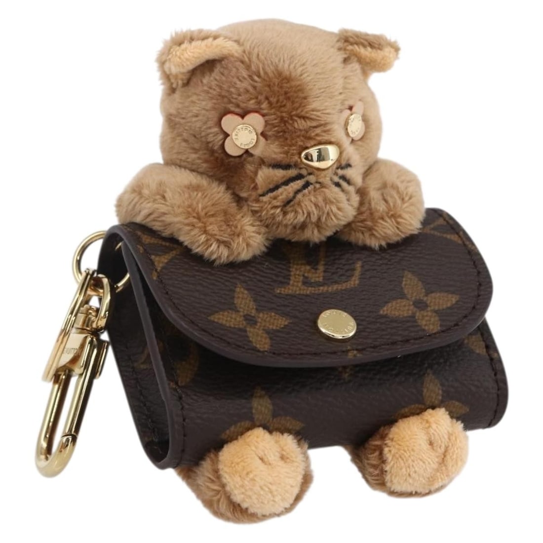 LOUIS VUITTON Monogram Key Holder Bag Charm M01561 Authentic: LOUIS VUITTON Monogram Key Holder Bag Charm M01561 Authentic Elevate your accessory game with this exquisite Louis Vuitton Monogram Bag Charm, designed as a cute key holder. Crafted from premium Monog