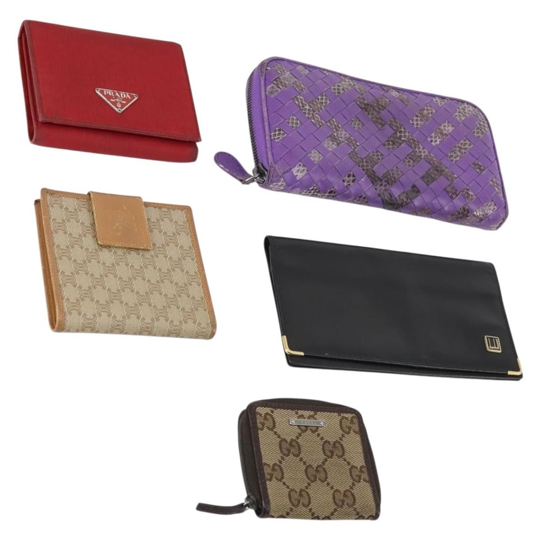 Dunhill Bottega Gucci Celine Prada Wallet Set Monogram Canvas Black Red Beige Auth (1 of 14)