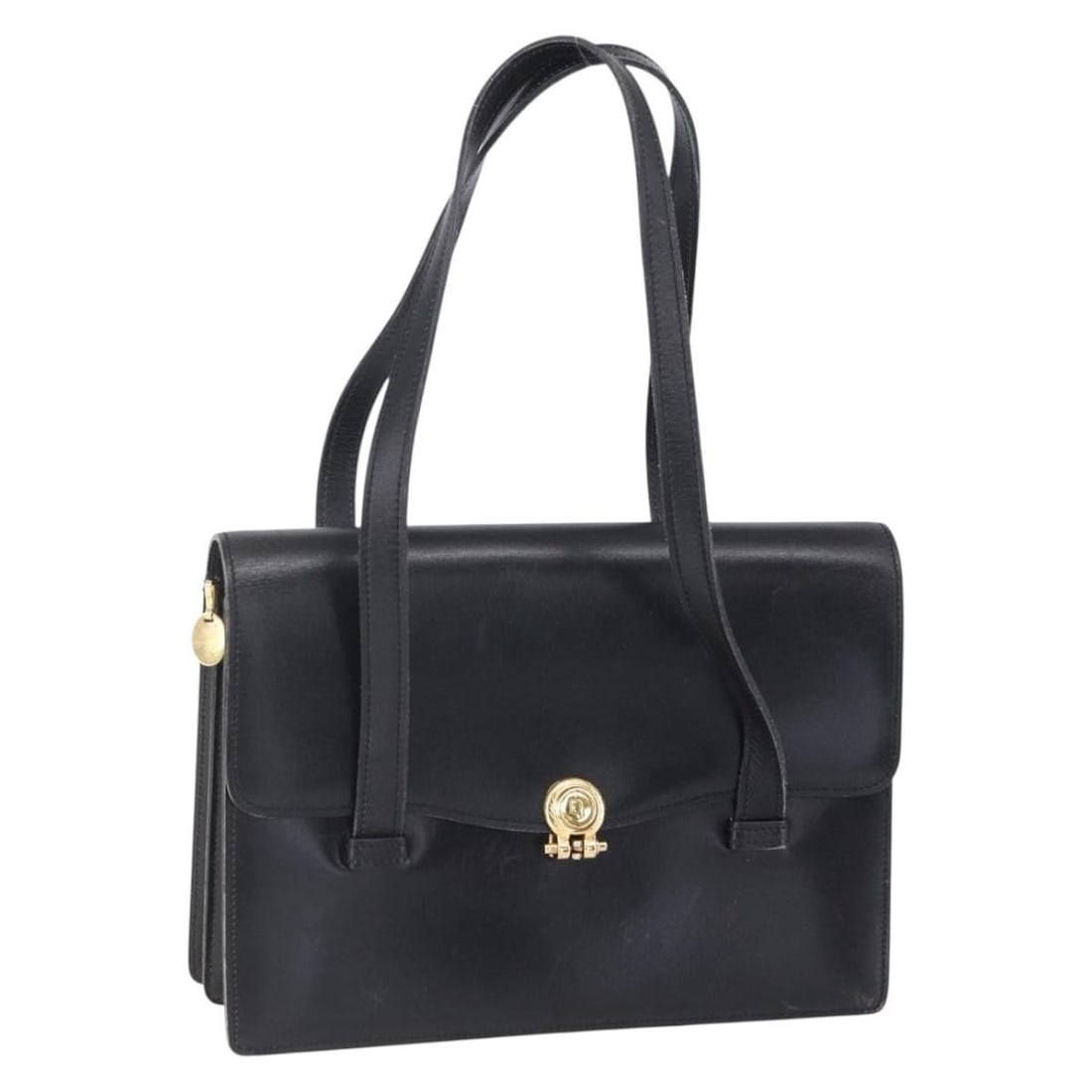 Christian Dior Black Gold Leather Hand Bag Auth 150570 (1 of 18)