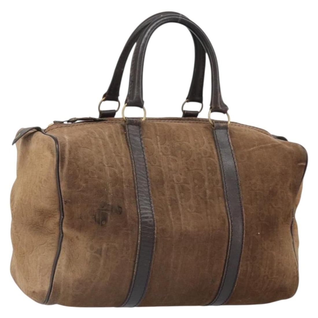 Christian Dior Trotter Canvas and Suede Gold Brown Handbag France: Christian Dior Trotter Canvas and Suede Gold Brown Handbag France This Christian Dior Trotter Canvas and suede handbag features a gold and brown color palette. The bag shows signs of heavy use, includ