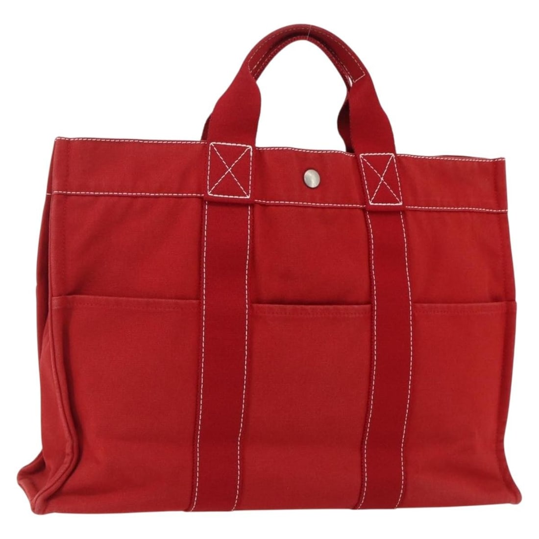 Red Silver Canvas Fourre Tout MM Hand Bag by Hermes Authentic (1 of 18)