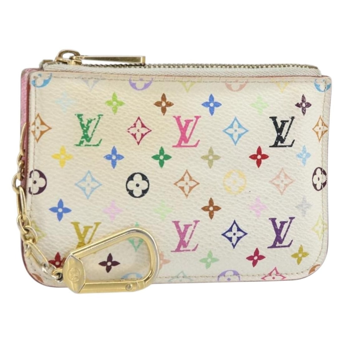 White Multicolor Canvas Coin Purse Louis Vuitton Pochette Cles M93734 (1 of 18)