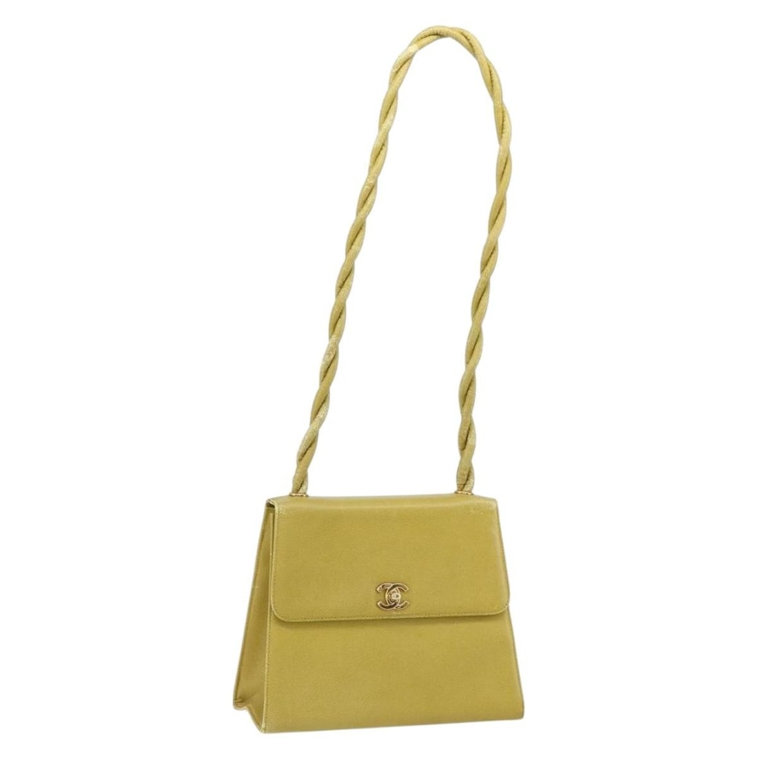 CHANEL Green Gold Caviar Skin Twist Shoulder Bag Auth 5210543: CHANEL Green Gold Caviar Skin Twist Shoulder Bag Auth 5210543 This stunning CHANEL Twist Shoulder Bag showcases a luxurious design crafted from grained caviar skin in an elegant green and gold color s