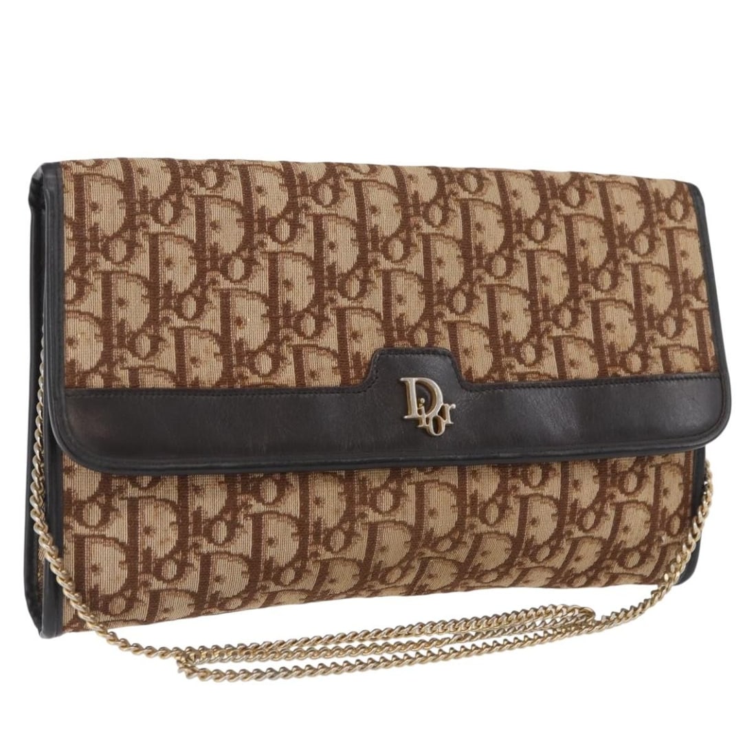 Christian Dior Shoulder Bag Trotter Canvas Brown Gold Aftermarket Buttons: Christian Dior Shoulder Bag Trotter Canvas Brown Gold Aftermarket Buttons This Christian Dior Trotter Canvas shoulder bag features a classic brown and gold color combination and is crafted from Trotte