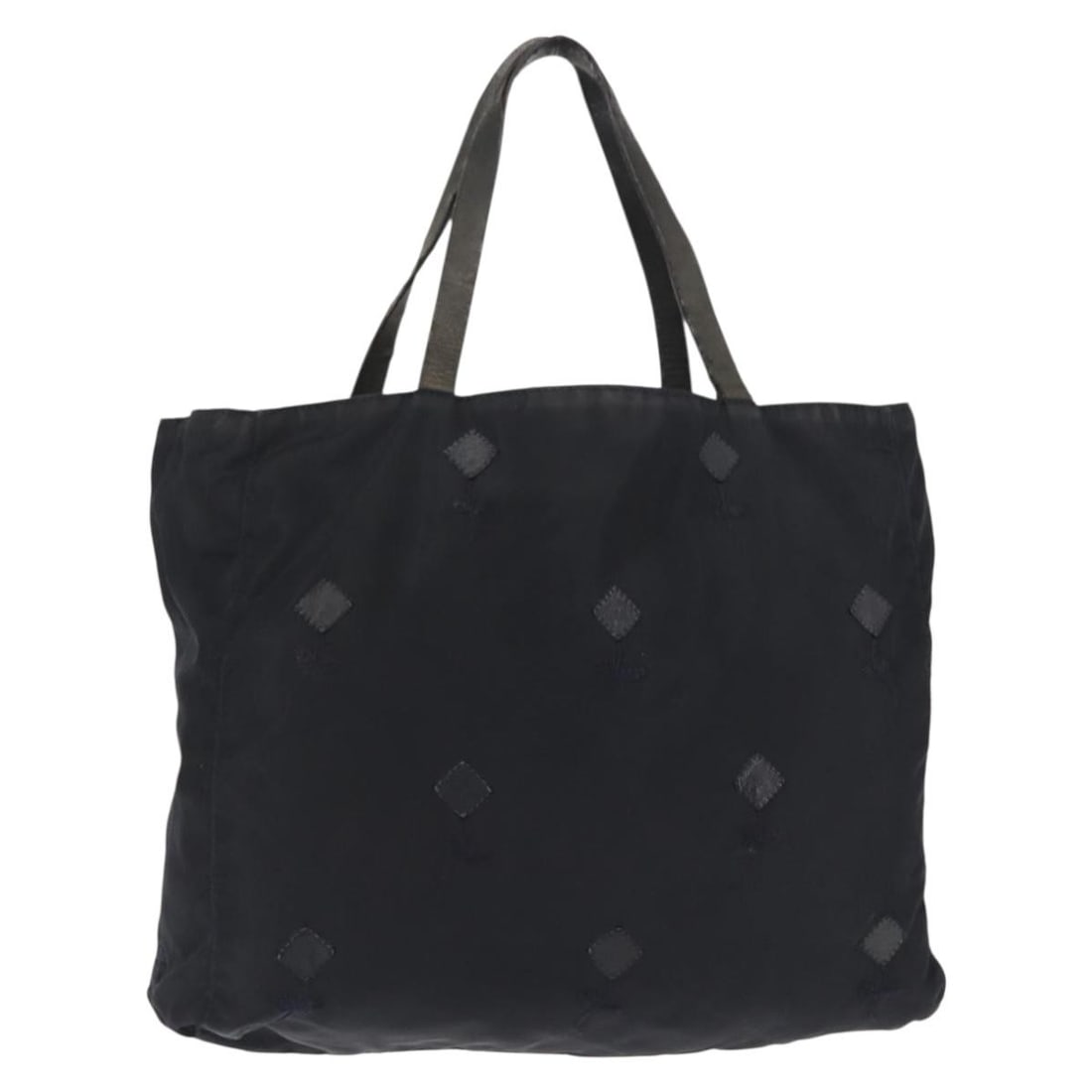 PRADA Black Silver Flower Embroidery Tote Bag Nylon Italy Auth (1 of 18)