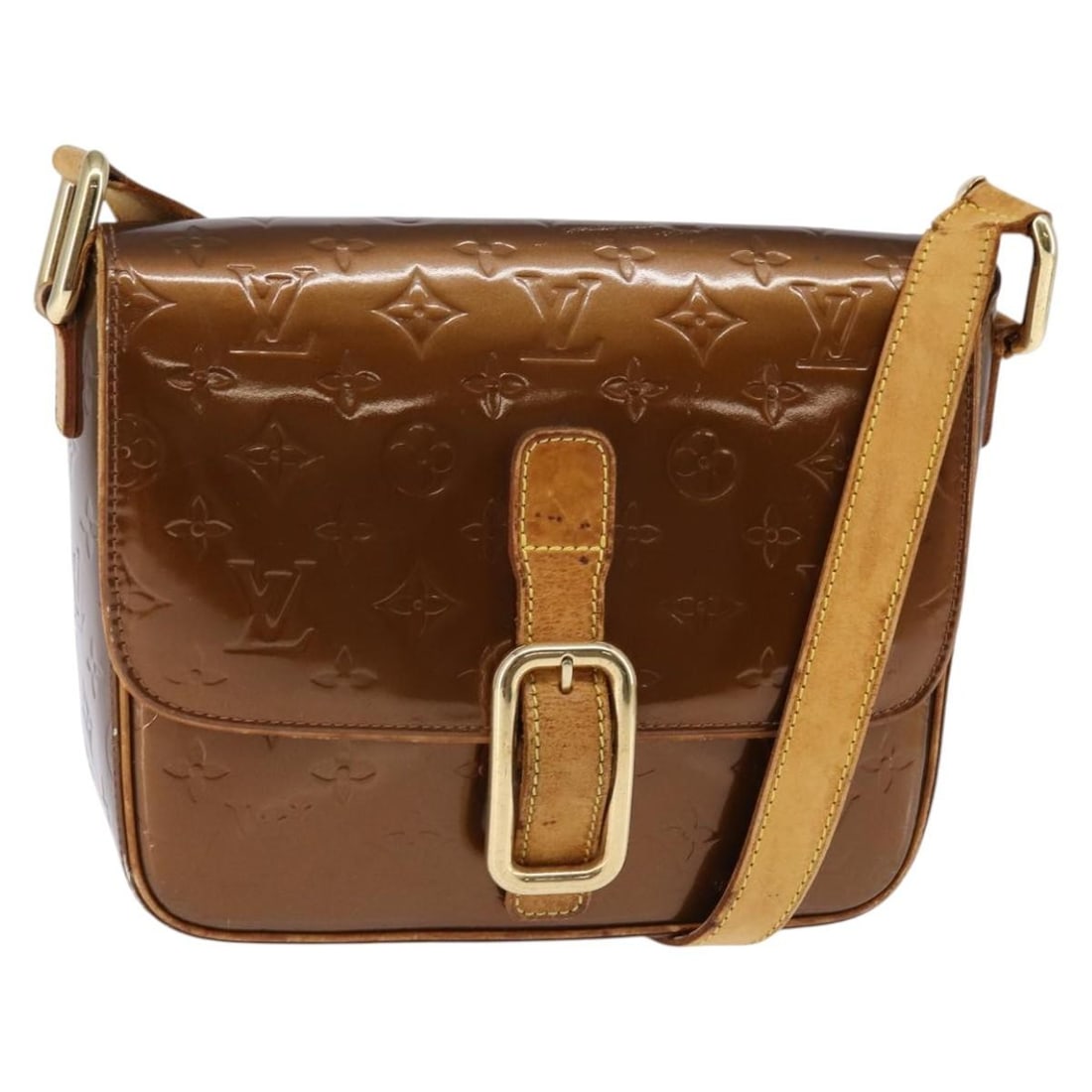 LOUIS VUITTON Monogram Vernis Christie GM Bronze Patent Leather Shoulder Bag Auth M91107: LOUIS VUITTON Monogram Vernis Christie GM Bronze Patent Leather Shoulder Bag Auth M91107 Introducing the LOUIS VUITTON Monogram Vernis Christie GM Shoulder Bag in a stunning bronze finish. This stylis