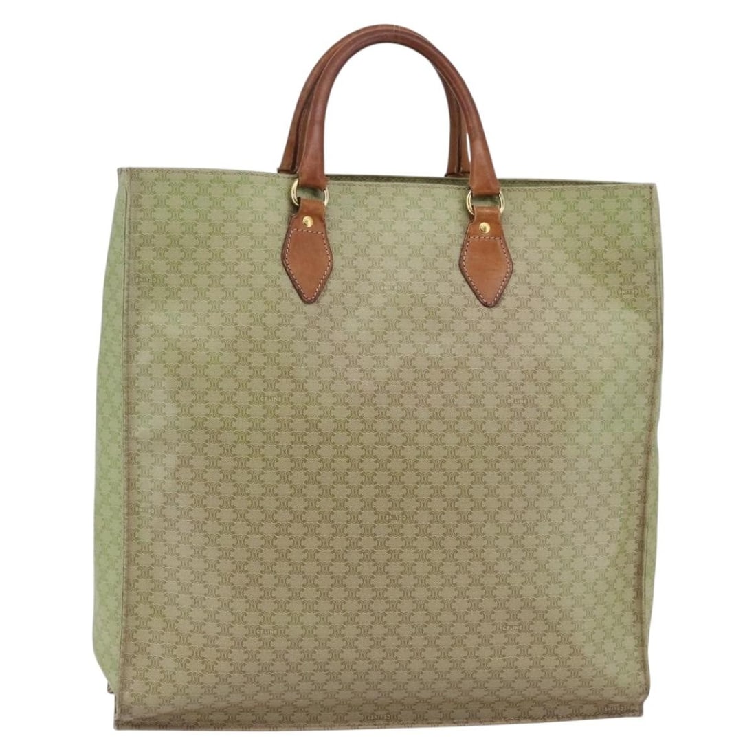 Authentic CELINE Macadam Hand Bag PVC Leather Beige Gold Made in Italy (1 of 18)