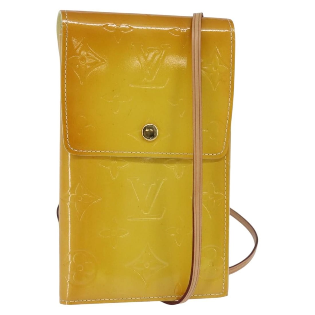 LOUIS VUITTON Monogram Vernis Walker Wallet Lime Yellow M91074 Auth (1 of 18)