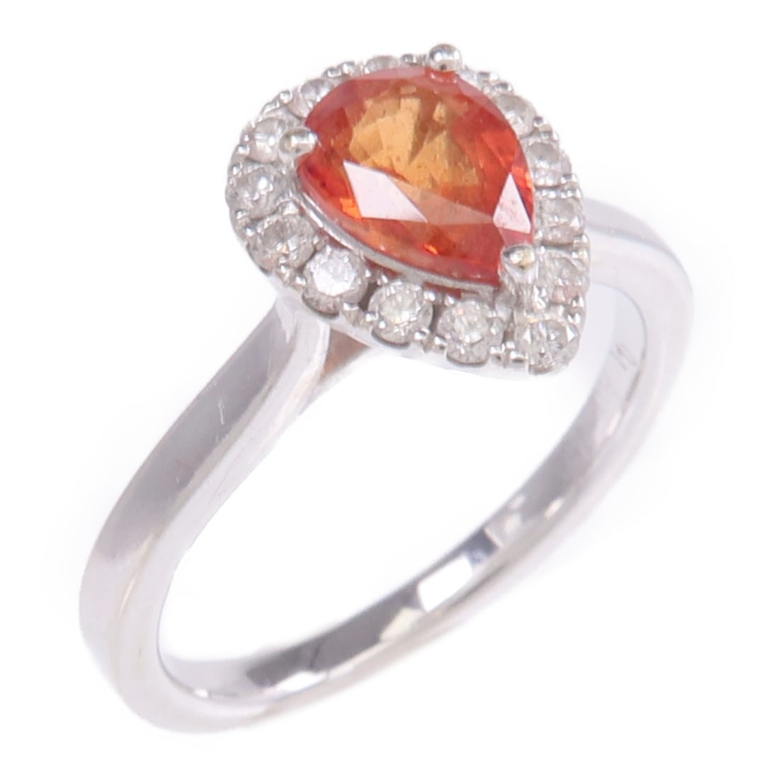 18K White Gold Red Gemstone and Diamond Ring Size 5.5 (1 of 9)