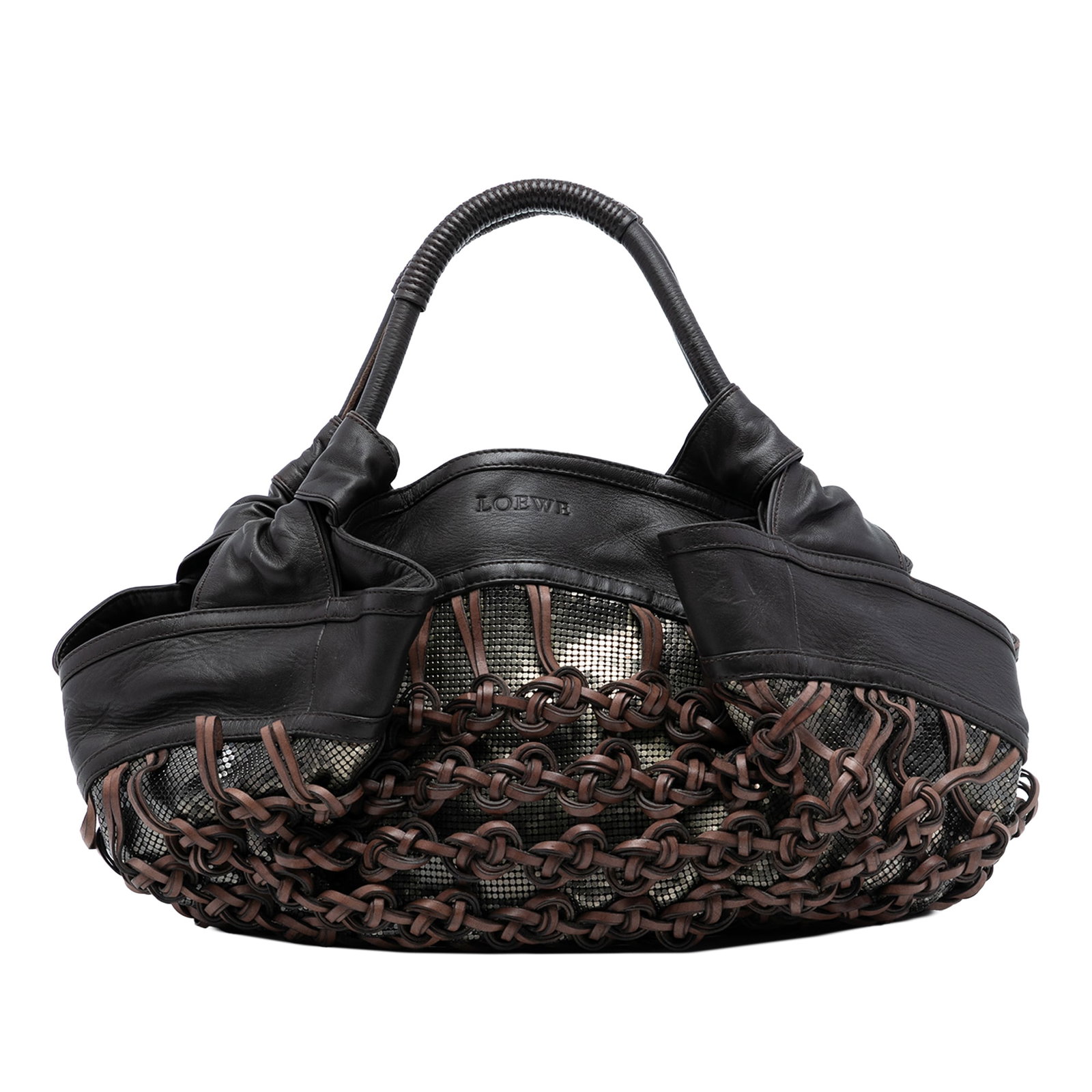 Loewe 2007 Nappa Aire Brown Leather Special Edition Shoulder Bag: Loewe 2007 Nappa Aire Brown Leather Special Edition Shoulder Bag This special edition 2007 Nappa Aire handbag features a brown nappa leather body with rolled leather handles, a top zip closure enhance