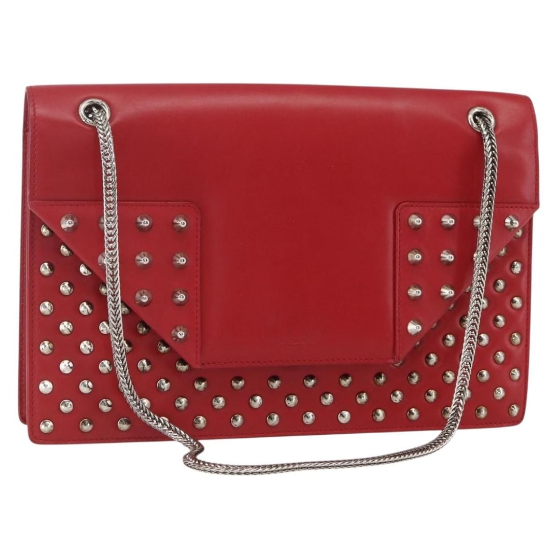 Red Leather Chain Shoulder Bag by Saint Laurent Model 315680: Red Leather Chain Shoulder Bag by Saint Laurent Model 315680 This Saint Laurent chain shoulder bag features a red leather exterior accented with silver-tone details. Made in Italy, it offers a structu