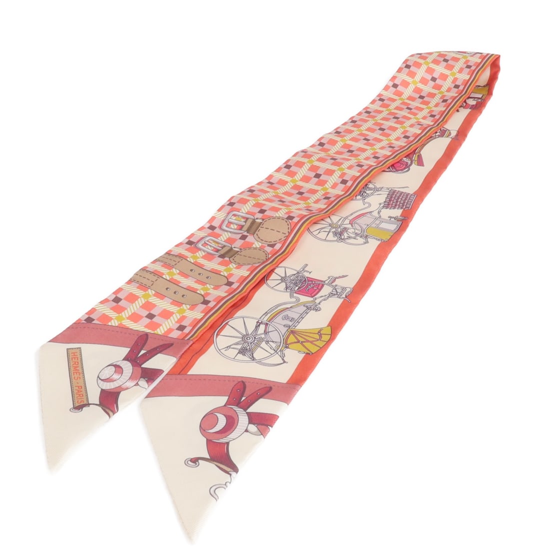 Hermes Silk Twilly Scarf in Red and Beige for Women (1 of 9)