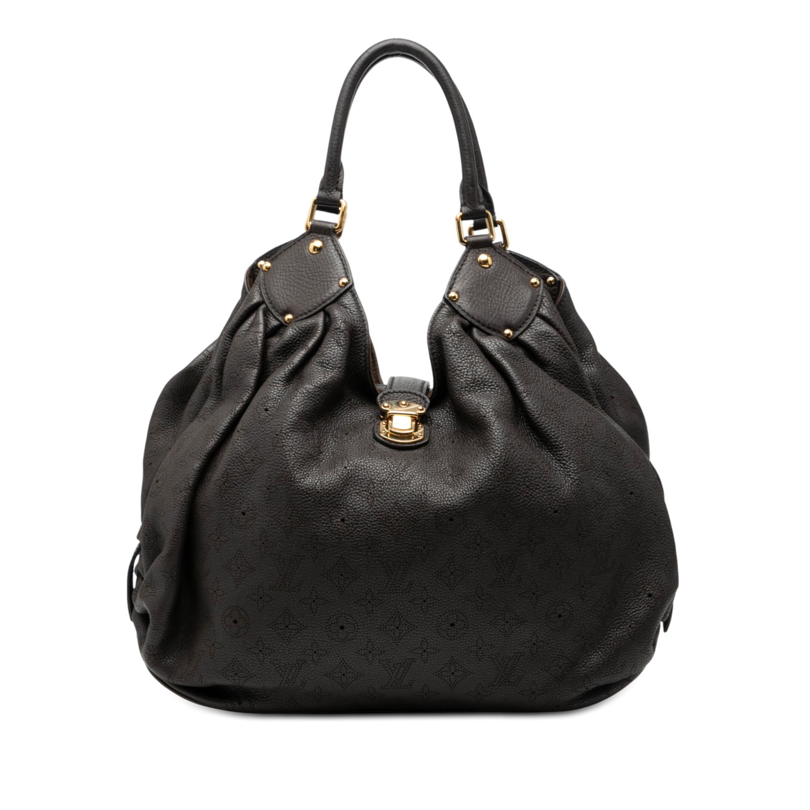 Louis Vuitton Mahina XL Brown Leather Hobo Shoulder Bag: Louis Vuitton Mahina XL Brown Leather Hobo Shoulder Bag The Louis Vuitton Monogram Mahina XL is a brown leather hobo bag designed with rolled leather shoulder straps and an open top secured by a flat