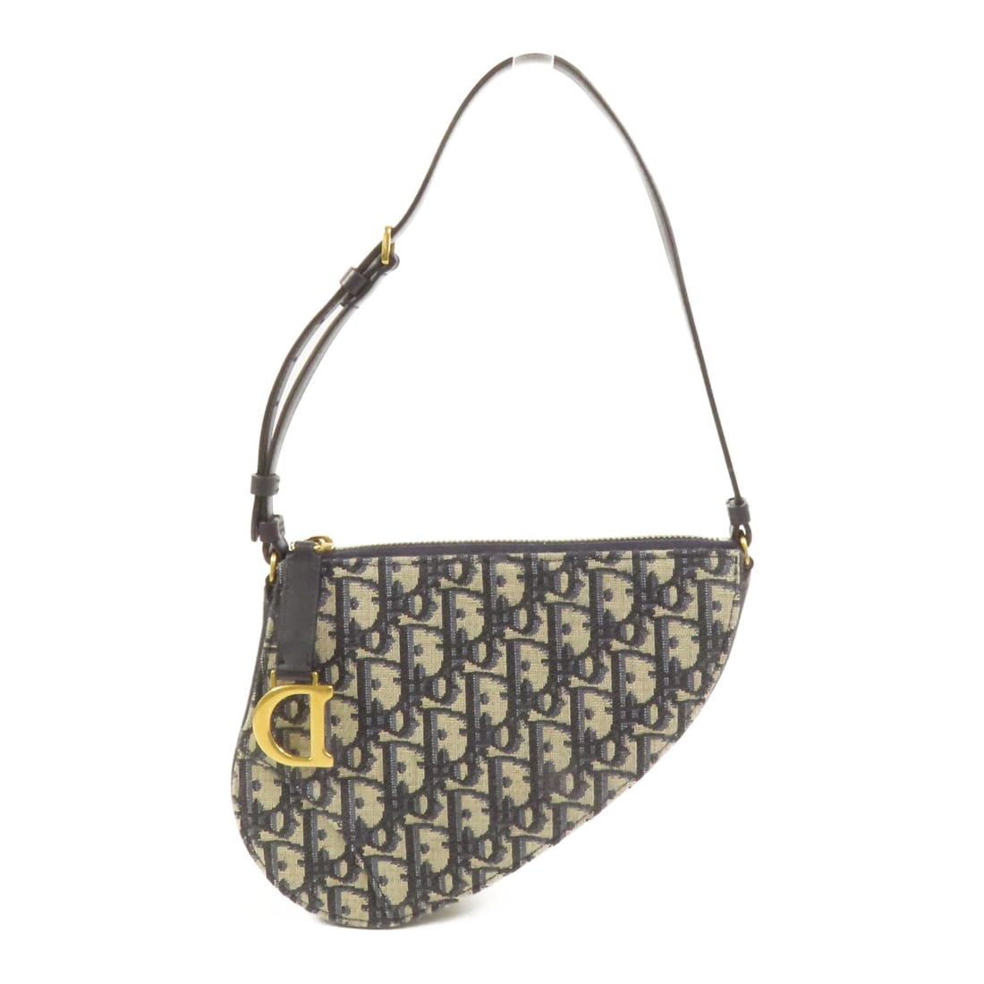 Dior Saddle Rodeo Shoulder Bag Navy Canvas with Gold Hardware (1 of 14)