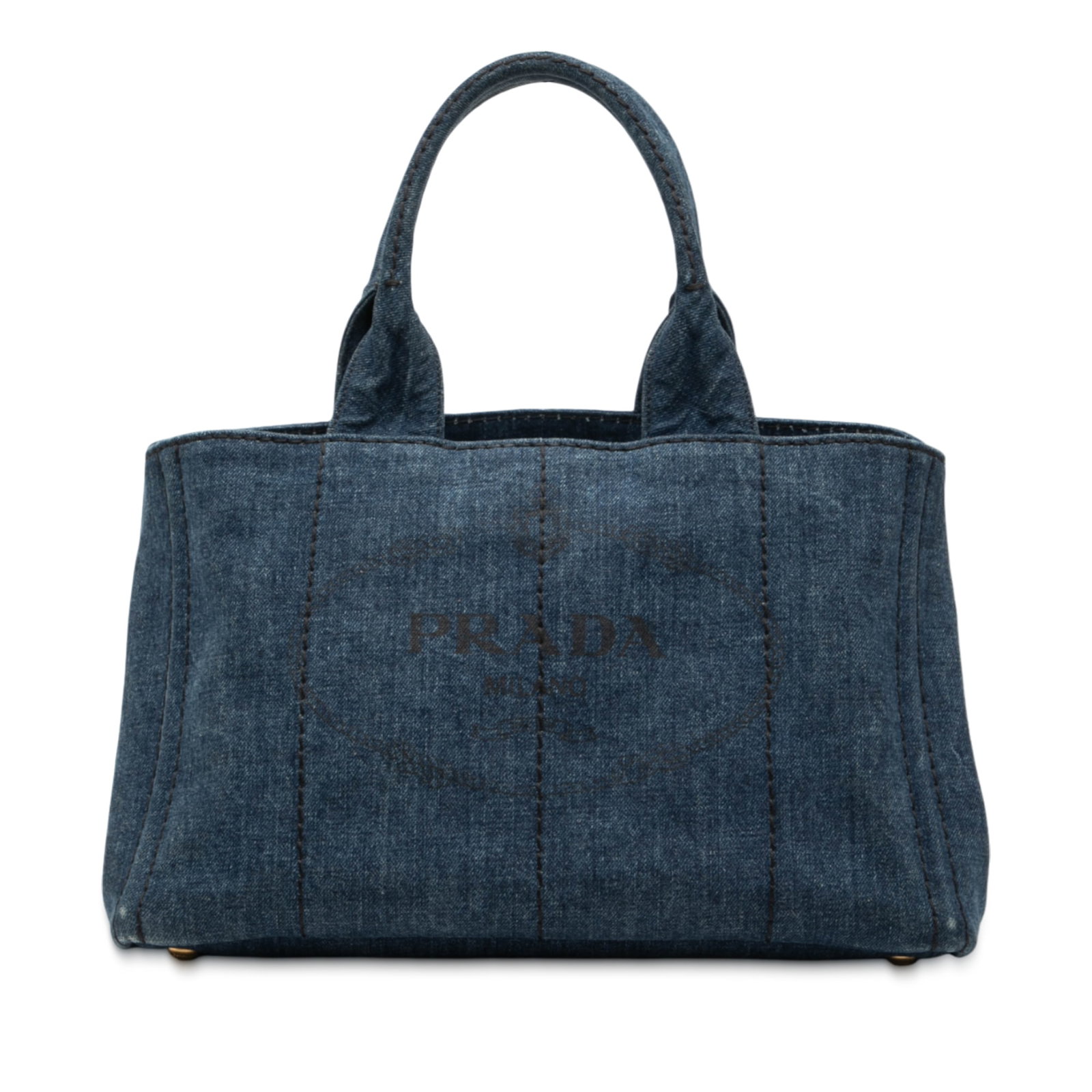 Prada Canapa Logo Blue Denim Small Satchel with Detachable Strap (1 of 6)