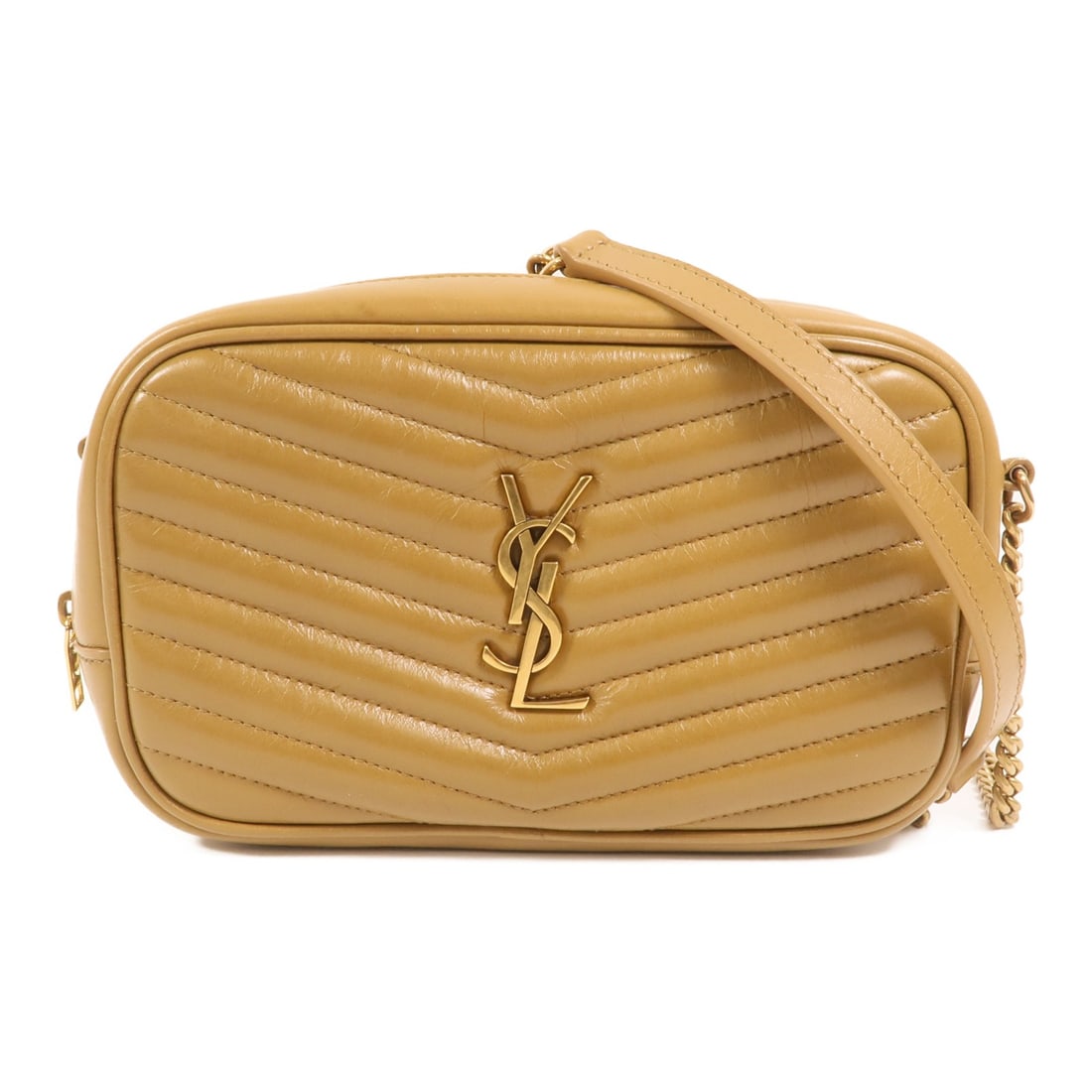 Saint Laurent Brown Calfskin Shoulder Bag with Gold Chain Hardware (1 of 14)