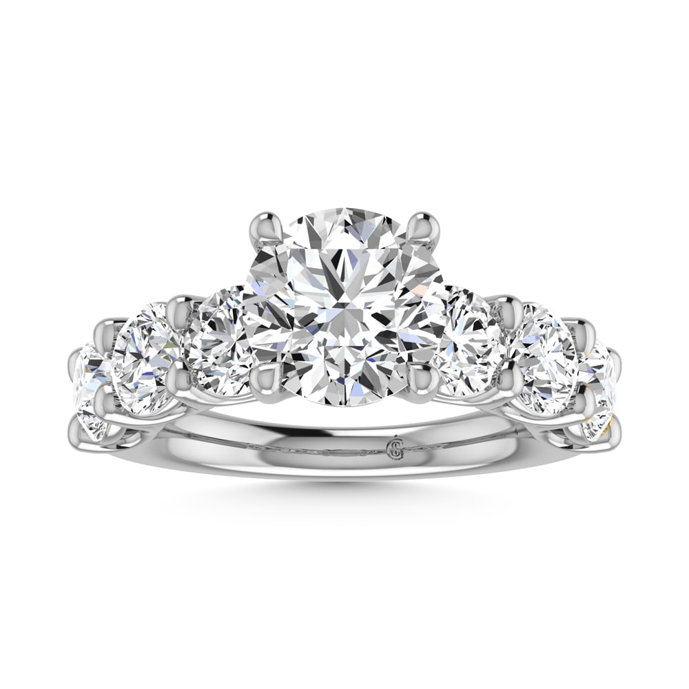 14K White Gold Lab Grown Diamond 5 Ct.Tw. Round Shape Halfway Engagement Ring (IGI Certified Center: 14K White Gold Lab Grown Diamond 5 Ct.Tw. Round Shape Halfway Engagement Ring (IGI Certified Center 3CT) This elegant diamond engagement ring crafted in 14k white gold, features a brilliant round-cut
