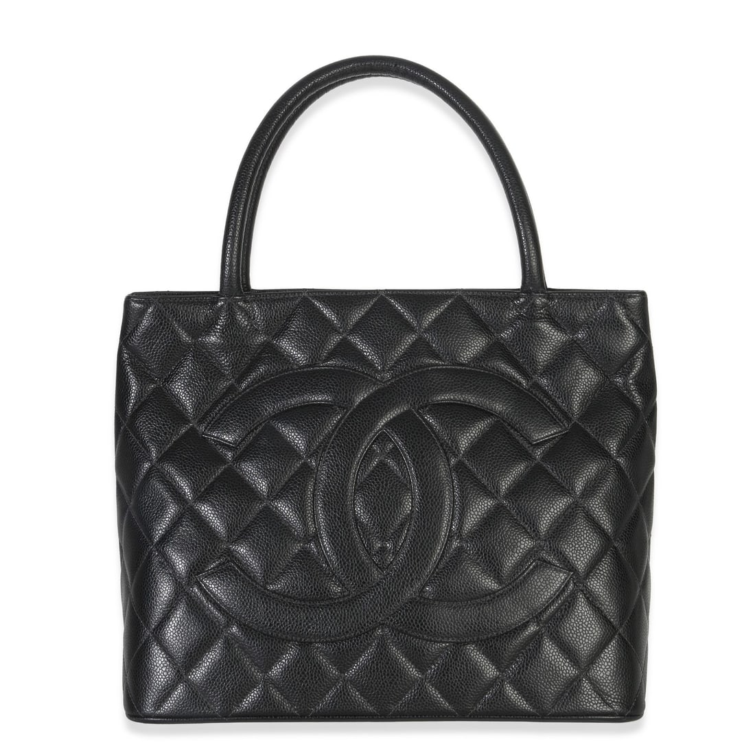 Chanel Medallion Tote Vintage Quilted Black Caviar Leather Handbag (1 of 8)