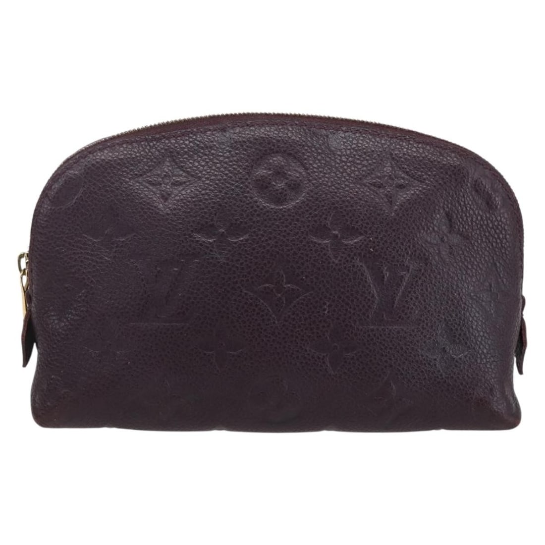 Burgundy Leather Cosmetic Pouch by Louis Vuitton 17cm by 12cm by 6cm: Burgundy Leather Cosmetic Pouch by Louis Vuitton 17cm by 12cm by 6cm This Louis Vuitton Cosmetic Pouch is crafted from burgundy leather with the iconic Monogram Empreinte pattern. Designed for women,