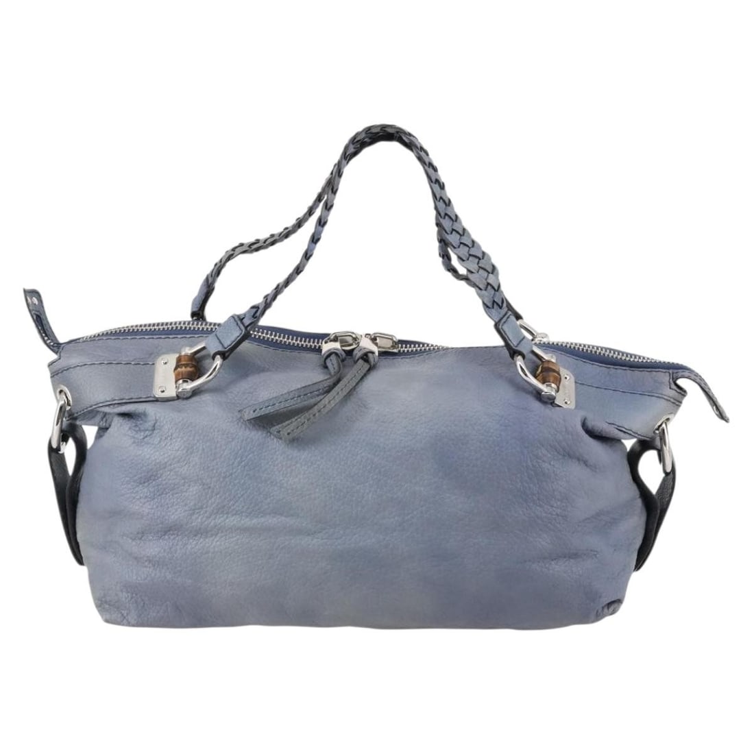 Blue Leather Gucci Bamboo Bar Shoulder Bag for Women (1 of 18)