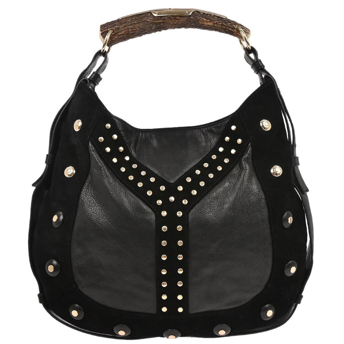 Black Suede Mombasa Studded Hobo Bag by Yves Saint Laurent (1 of 10)